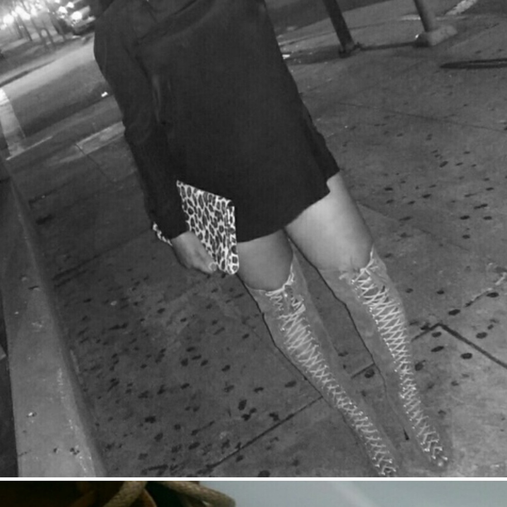 Knee high boots suede laced up
